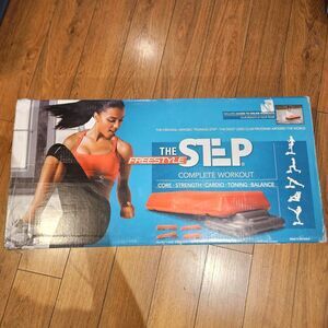 The Step Freestyle Aerobic Stepper Fitness Platform 28.5" Orange Black Box